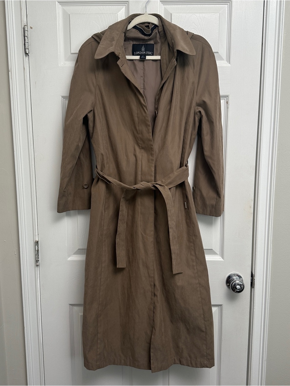 London Fog Taupe Belted Trench Coat